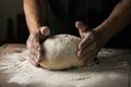 Elderly Hands Kneading Dough for Homemade Bread Royalty Free Stock Photo