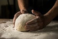 Elderly Hands Kneading Dough for Homemade Bread Royalty Free Stock Photo