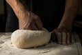 Elderly Hands Kneading Dough for Homemade Bread Royalty Free Stock Photo