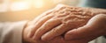 The elderly hands sharing warmth and connection in a moment of tenderness. AI generated image Royalty Free Stock Photo