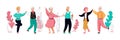 Elderly happy people cartoon characters dance vector illustration isolated. Royalty Free Stock Photo