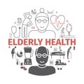 Elderly health banner. Vector infographics.