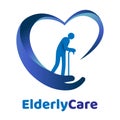 Elderly healthcare heart shaped logo. Nursing home sign