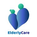 Elderly healthcare heart shaped logo. Nursing home sign