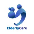 Elderly healthcare heart shaped logo. Nursing home sign