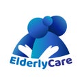 Elderly healthcare heart shaped logo. Nursing home sign