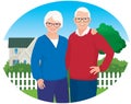 Elderly husband and wife are in their household