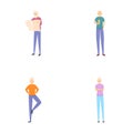 Elderly icons set cartoon . People in various pose gesture and situation