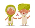 An elderly Indian couple. Vector illustration in a flat cartoon style Royalty Free Stock Photo