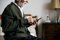 An elderly Indian man at the retirement house Royalty Free Stock Photo