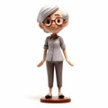Elderly Lady Cartoon Figurine With Childlike Illustrations Royalty Free Stock Photo