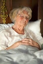 Elderly lady dozing in her bed