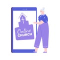 Elderly lady and mobile church online application