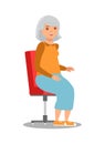 Elderly Lady Sitting in Chair Flat Illustration Royalty Free Stock Photo