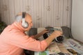 Elderly Listening at the Radio with Headset
