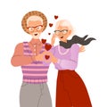 Elderly loving couple. Happy people in romantic relationships vector illustration