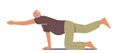 Elderly Male Character Stretching, Pilates Practice or Yoga Exercises. Isolated Senior Man Fitness, Sport and Healthy Royalty Free Stock Photo