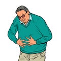 an elderly man abdominal pain, diseases of the stomach, intestines or other internal organs