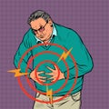 an elderly man abdominal pain, diseases of the stomach, intestines or other internal organs