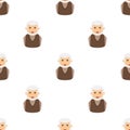 Elderly Man Avatar Icon Seamless Pattern