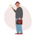 Elderly man confused with a cellphone. Royalty Free Stock Photo