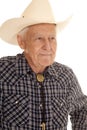 Elderly man cowboy close look side