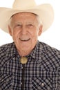 Elderly man cowboy close smiling