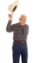 Elderly man cowboy hat up Royalty Free Stock Photo