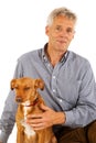 Elderly man with dog Royalty Free Stock Photo