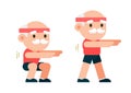 Elderly Man Doing Exercises, Senior Man Workout, Healthy Lifestyle Concept, Flat Vector Illustration