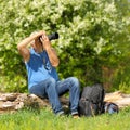 Elderly man enjoys traveling and photography nature