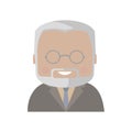 An elderly man, a grandfather with a beard and glasses. color smiling portrait, icon or avatar