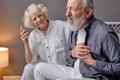 elderly man has heart attack, wife calls an ambulance Royalty Free Stock Photo