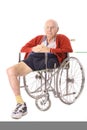 Elderly man with leg amputation vertical