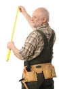 Elderly man measuring Royalty Free Stock Photo