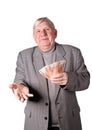 Elderly man with money in hands