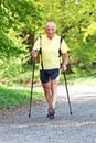 Elderly man with Nordic walking Royalty Free Stock Photo