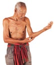 Elderly man painful elbow Royalty Free Stock Photo