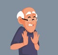 Elderly Man Saying No Vector Cartoon illustration Character