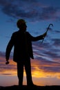 Elderly man silhouette hard hat Royalty Free Stock Photo