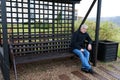 Elderly man sitting on bench Royalty Free Stock Photo