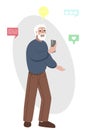 Elderly man with smartphone. Royalty Free Stock Photo