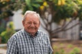 elderly man smiling after a day at work. Selective focus. Royalty Free Stock Photo