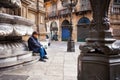 Elderly man suffering from loneliness sitting on the bench, Palermo Royalty Free Stock Photo