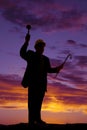 Elderly man tools hard hat silhouette Royalty Free Stock Photo