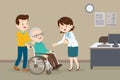 elderly man on wheel chair see Doctor