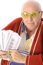 Elderly man winning the lottery