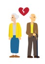 Elderly Man and woman couple with broken heart. Concept of divorce, disagreement or separation Royalty Free Stock Photo