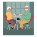 Elderly couple drinking tea at table, happy retirement Royalty Free Stock Photo