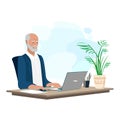 An elderly business man works at a laptop Royalty Free Stock Photo